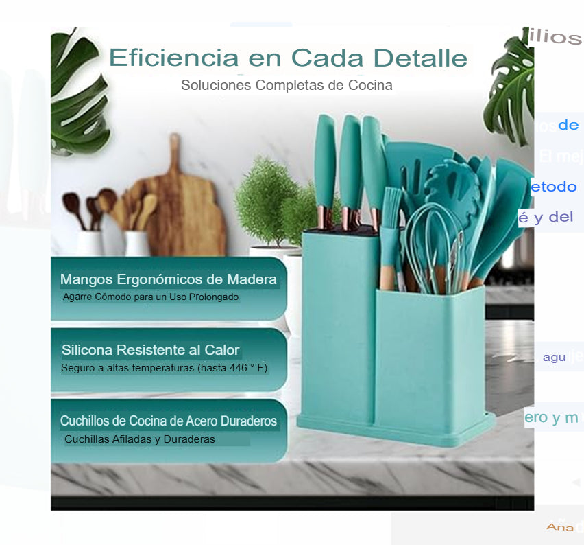 UTENSILIOS DE COCINA DE SILICONA SET 19PCS
