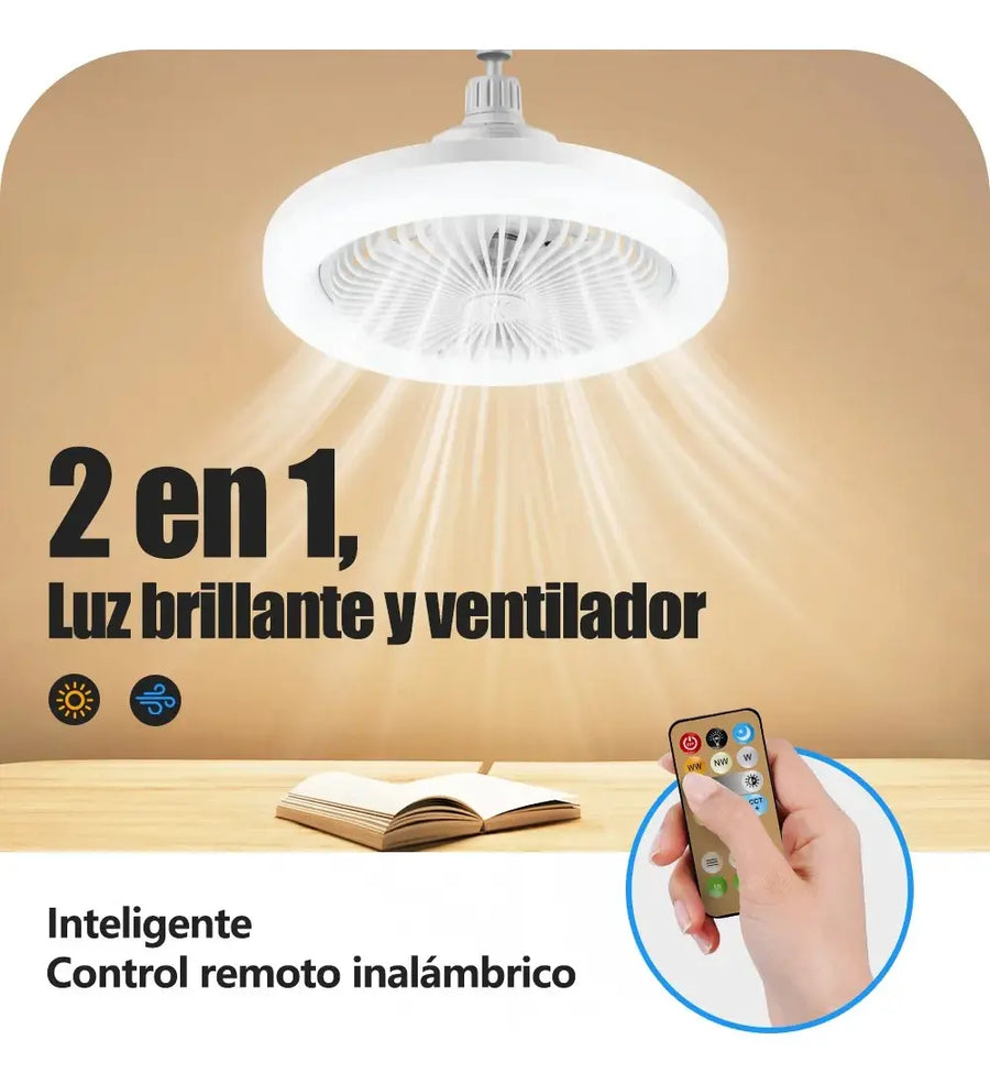 Lámpara LED 360° con Ventilador y Control Remoto