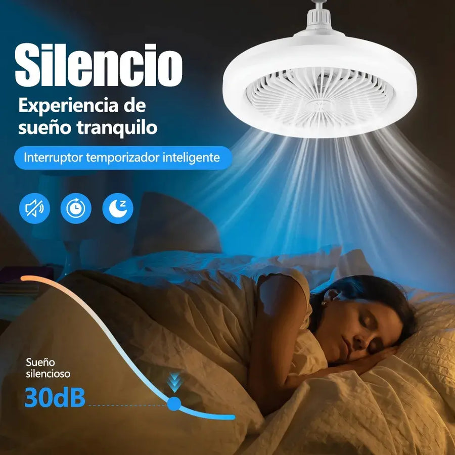 Lámpara LED 360° con Ventilador y Control Remoto
