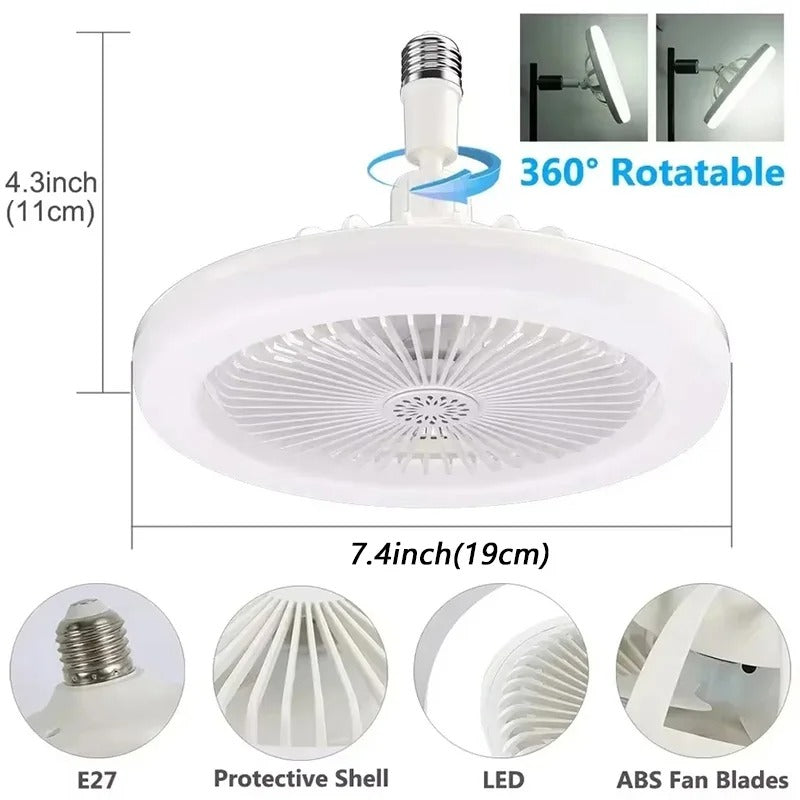 Lámpara LED 360° con Ventilador y Control Remoto