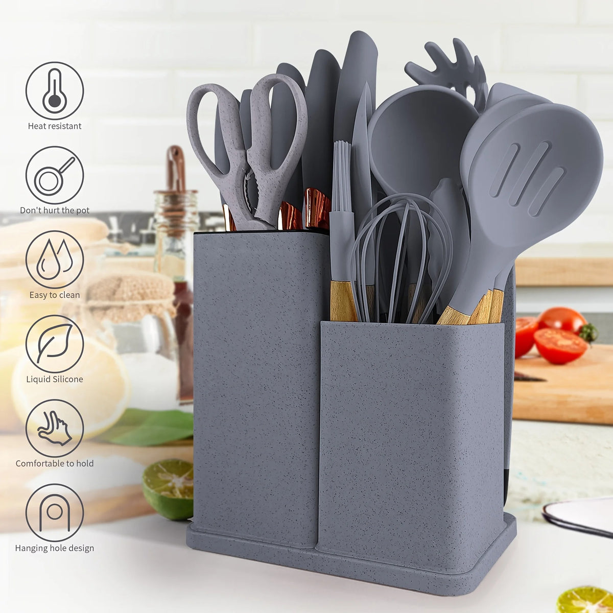 UTENSILIOS DE COCINA DE SILICONA SET 19PCS