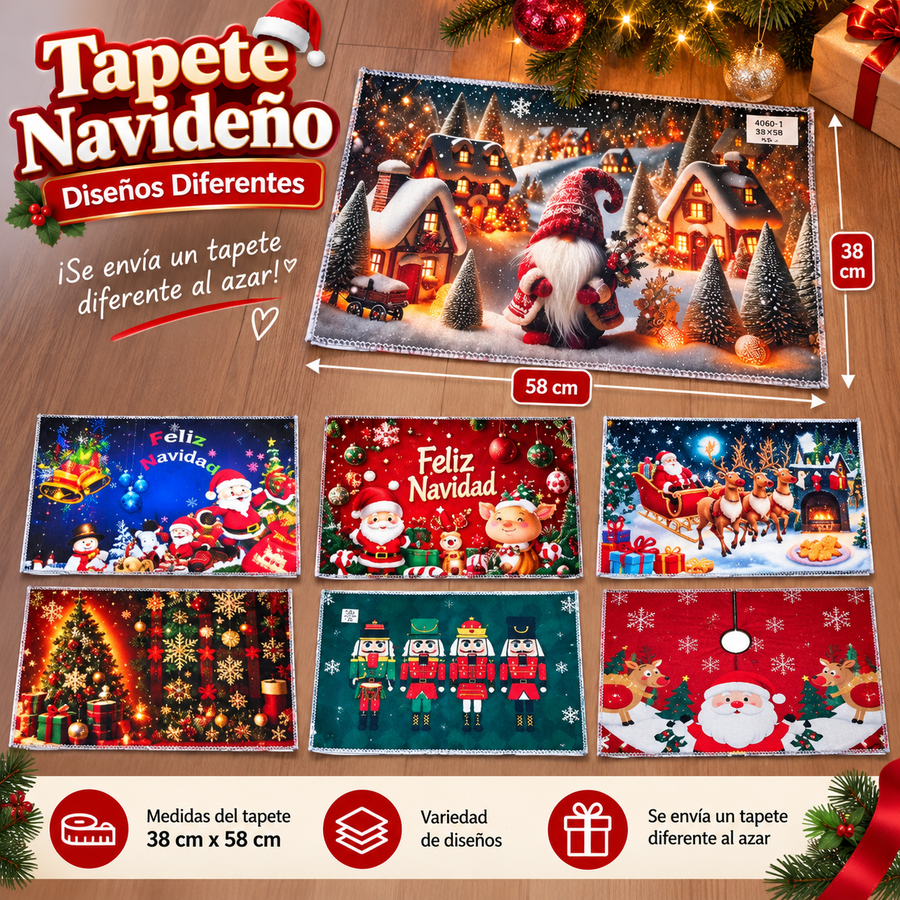 Combo Navideño: Luces Cascada LED + Tapete de Regalo